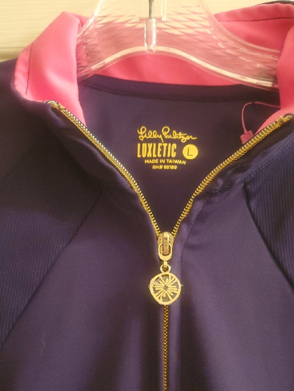 Lilly Pulitzer Luxletic Tennison Jacket UPF 50 True Navy Blue Full Zip Large - Picture 2 of 4